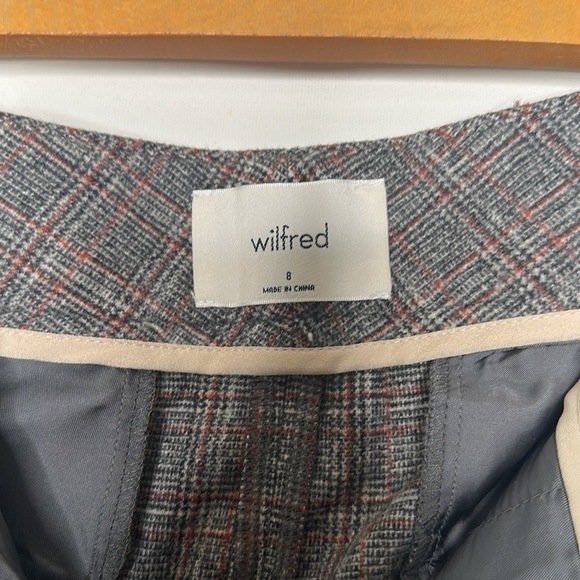 Aritzia Wilfred Tie-Front Pant Womens Size 8 Plaid Grey White And Red - Picture 4 of 6